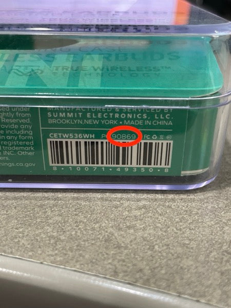 Batch number on package