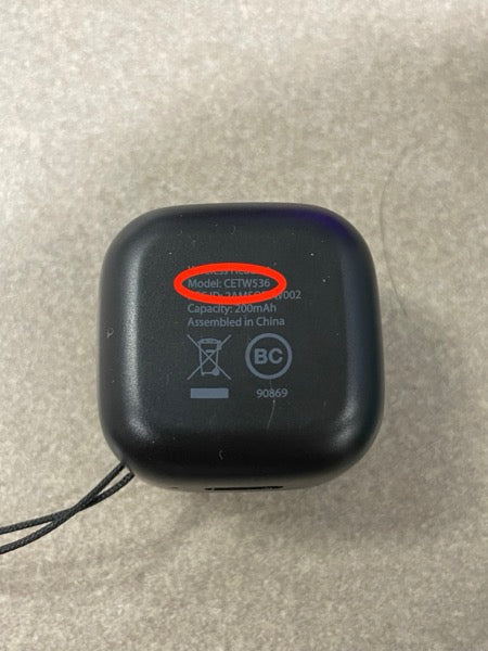 Model number on product